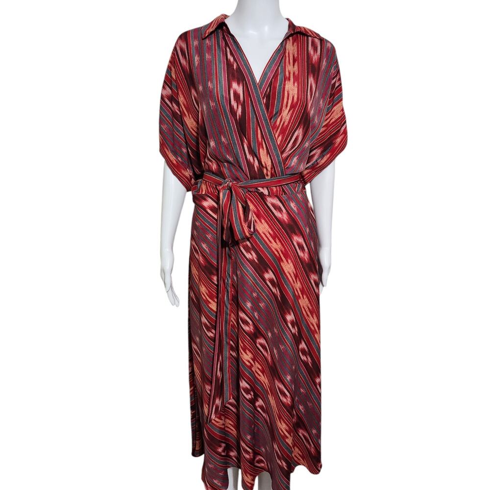 Lauren Ralph Lauren Women Geo-Stripe Belted Crepe Dress Sz 16 $165 Midi Dress